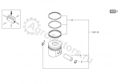 04501351 Поршень в сборе (поршневые кольца, палец, стопор) Вид 2
