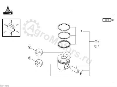 04281447 Поршень (поршневые кольца, стопор, палец) Вид 2 04281447 Поршень (поршневые кольца, стопор, палец) Вид 2